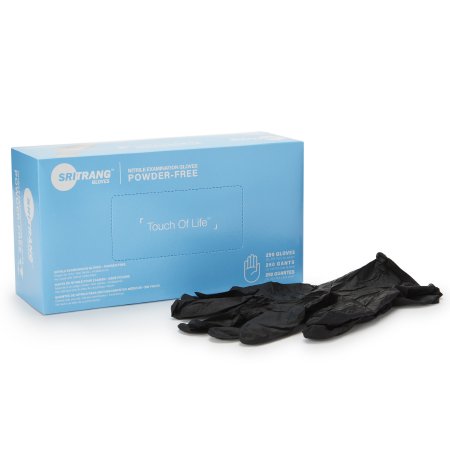 Touch of Life - Exam Glove Large NonSterile Nitrile Textured Fingertips Black Chemo Tested - McKesson - 7027155