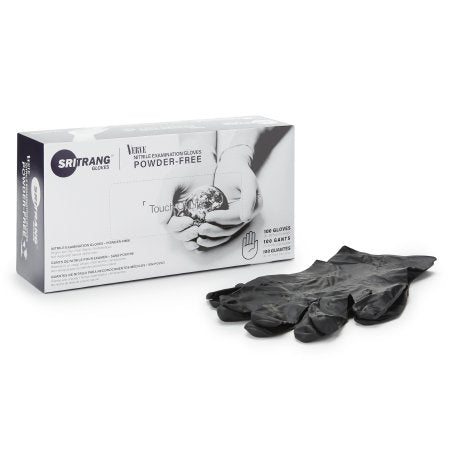 Touch of Life - Exam Glove Large NonSterile Nitrile Textured Fingertips Black Chemo Tested - McKesson - 7027145