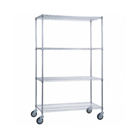 R & B Wire Products - Heavy Duty Linen Cart 4 Shelves 1000 lbs. Weight Capacity Chrome Plated 5 Inch Casters, 2 Locking - LC183668
