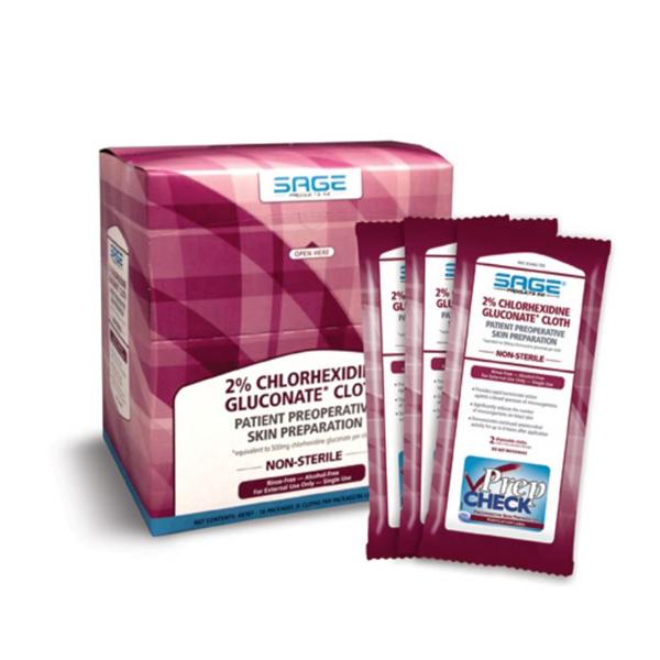 Sage Products Cloth Prep Chlorhexidine Gluconate 2% 7-1/2X7-1/2" 6X32/Ca - 9707