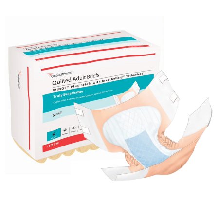 Wings Quilted Plus with BreatheEasy Technology - Unisex Adult Incontinence Brief Small Disposable Heavy Absorbency - 66132
