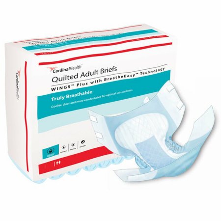 Wings Quilted Plus with BreatheEasy Technology - Unisex Adult Incontinence Brief X-Large Disposable Heavy Absorbency - Cardinal - 66135