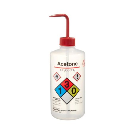 Nalgene Right-to-Know - Safety Wash Bottle Acetone Label / Narrow Mouth LDPE / Polypropylene 500 mL (16 oz.) - 2425-0501