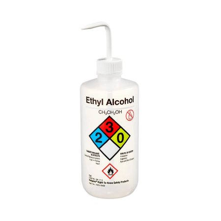 Nalgene Right-to-Know - Safety Wash Bottle Ethyl Alcohol Label / Narrow Mouth LDPE / Polypropylene 500 mL (16 oz.) - 2425-0502