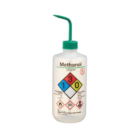 Nalgene Right-to-Know - Safety Wash Bottle Methanol Label / Narrow Mouth LDPE / Polypropylene 500 mL (16 oz.) - 2425-0503