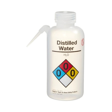 Nalgene Right-to-Know - Safety Wash Bottle Distilled Water Label / Vented LDPE / Polypropylene 500 mL (16 oz.) - 2436-0505