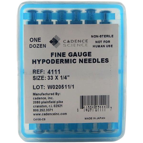 Cadence Science- Popper &Sons Needle 33Gx1/4" Laboratory Ultra Fine Conventional 12/Bx - 4111