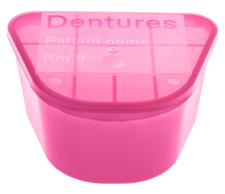 McKesson - Denture Cup 8 oz. Pink Hinged Lid Disposable - 51-H980-91