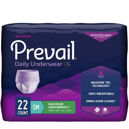 Prevail Daily Underwear - Female Adult Absorbent Underwear Pull On with Tear Away Seams Small Disposable Heavy Absorbency - PWC-511