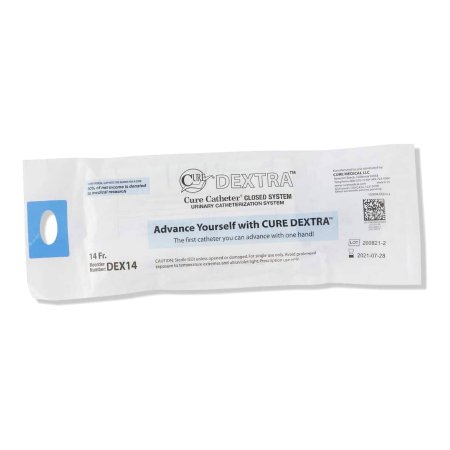 Cure Dextra - Intermittent Closed System Catheter Straight Tip 14 Fr. Without Balloon - DEX14