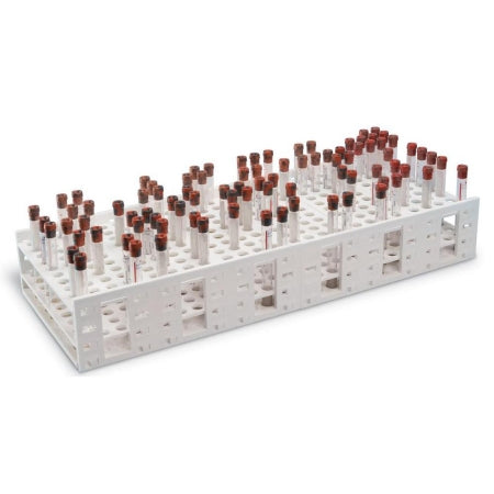 Mega Racks - Double-Sided Test Tube Rack 240 Place 10 mL Tube Size White 3-1/2 X 10-1/2 X 26-1/2 Inch - Heathrow Scientific - 120114