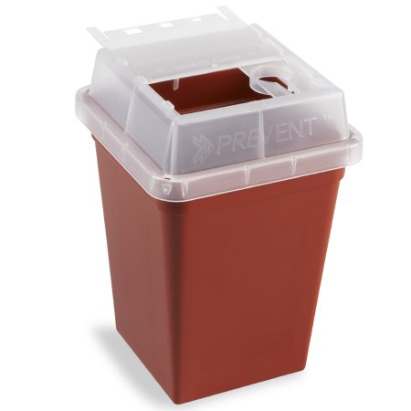 Heathrow Scientific - Sharps Container 4-1/2 X 4-1/2 X 7-1/2 Inch 1 Quart Red Base / Translucent Lid Vertical Entry Sliding Lid - 120177