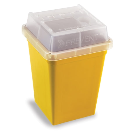 SharpSafety - Chemotherapy Waste Container 4-1/2 X 4-1/2 X 7-1/2 Inch 1 Quart Yellow Base / Translucent Lid Vertical Entry Sliding Lid - 120178