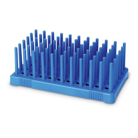 Heathrow Scientific - Peg Rack Test Tube Rack 50 Place 10 mL Tube Size Blue 69 X 104 X 188 mm - HS24311B