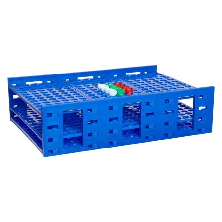 Mega Racks - Clinical Test Tube Rack 216 Place 5 to 7 mL Tube Size Blue 3-3/5 X 9-1/3 X 13-1/3 Inch - HS24322A