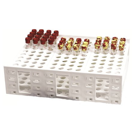 Mega Racks - Clinical Test Tube Rack 120 Place 10 mL Tube Size White 3-3/5 X 9-1/3 X 13-1/3 Inch - HS24323E