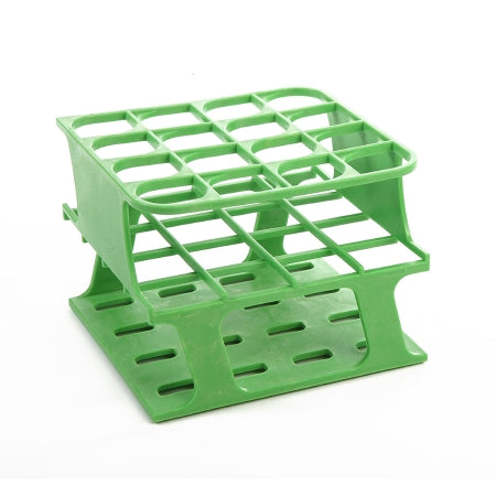 OneRack - Half Size Test Tube Rack 16 Place 10 to 18 mL Tube Size Green 92 X 120 X 122 mm - Heathrow Scientific - HS27504C