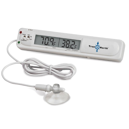 True North - Digital Refrigerator / Freezer Thermometer Fahrenheit / Celsius -9.4° to +14.9°F (-23° to -9.5°C) / 35.6° to 46.4°F (2° to 8°C) External Probe Multiple Mounting Options Battery Operated - HS28630