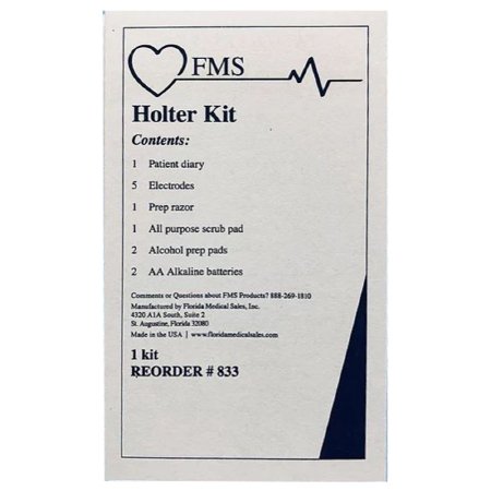 Florida Medical Sales - FMS Holter Kit Patrient Diary 5 Electrodes, Prep Razor, Scrub Pad, Alcohol Prep Pads, AA Alkaline Batteries For ECG Machine - FMSI-836