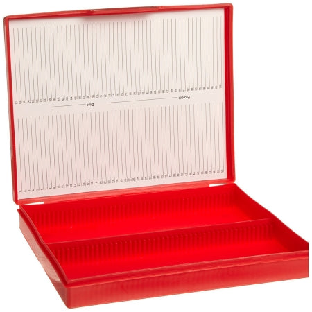 Heathrow Scientific - Slide Storage Box 37 X 169 X 210 mm Red Polypropylene 100 Slide Capacity - HS15991B