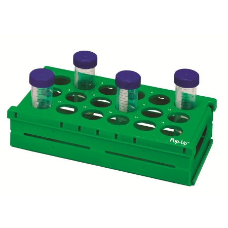 Heathrow Scientific - Pop-Up Test Tube Rack 18 Place 50 mL Tube Size Green 72 X 137 X 255 mm Expanded - HS24319