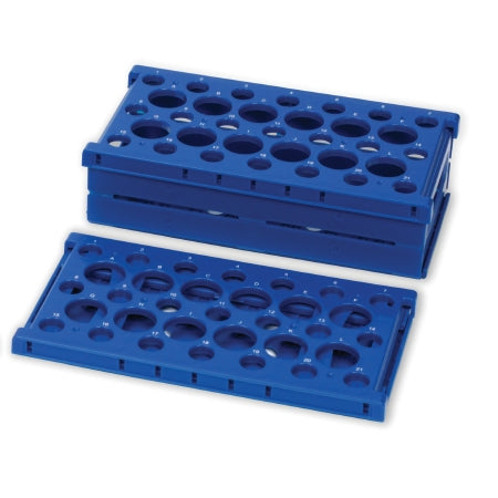 Heathrow Scientific - Pop-Up Test Tube Rack Combo 12 / 21 Place 15 / 50 mL Tube Size Blue 72 X 137 X 255 mm Expanded - HS24320B