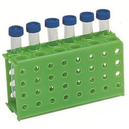Heathrow Scientific - 4-Way Test Tube Rack 80 Place 1.5 to 2.0 / 0.5 / 15 / 50 mL Tube Size Green 2-1/8 X 3-3/4 X 6-7/8 Inch - HS29022C