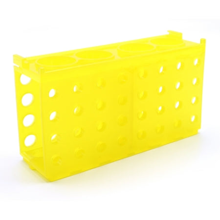 Heathrow Scientific - 4-Way Test Tube Rack 80 Place 1.5 to 2.0 / 0.5 / 15 / 50 mL Tube Size Yellow 2-1/8 X 3-3/4 X 6-7/8 Inch - HS29022E