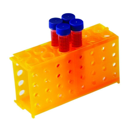 Heathrow Scientific - 4-Way Test Tube Rack 80 Place 1.5 to 2.0 / 0.5 / 15 / 50 mL Tube Size Orange 2-1/8 X 3-3/4 X 6-7/8 Inch - HS29022F