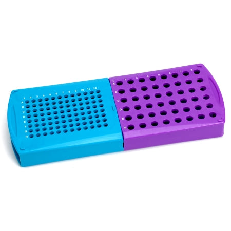Rota-Rack - Duo Tube Microcentrifuge Tube Rack 48 Place / 96 Place 0.2 to 1.5 mL / 0.5 to 1.5 mL Tube Size Purple / Blue 34 X 118 X 296 mm - Heathrow Scientific - HS29041A