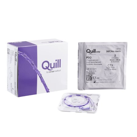 Quill Knotless Tissue-Closure Device - Suture with Needle Absorbable Uncoated Violet Suture Barbed Monofilament PDO (Polydioxanone) Size 2 36 cm Suture Double-Armed 48 mm Length 1/2 Circle Taper Point Needle - Surgical Specialties - RA-1065Q