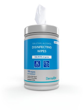DermaRite - Hand Sanitizing Wipe 110 per Pack Ethyl Alcohol Wipe Canister - Dermarite Industries - 35104