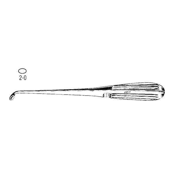 Integra Neurosciences Curette Bone Bruns 9" Size 2/0 Oval Cup Tip Angled Stainless Steel Ea - 240141