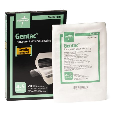 Gentac - Transparent Dressing Rectangle 4 X 5 Inch 1 Tab Delivery Without Label Sterile - Medline - MSC1645