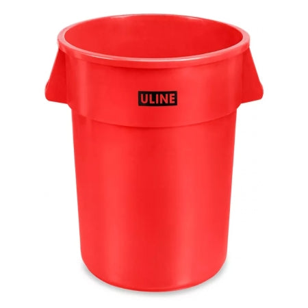 ULINE - Trash Can 44 gal. Round Red Plastic Open Top - H-3688R