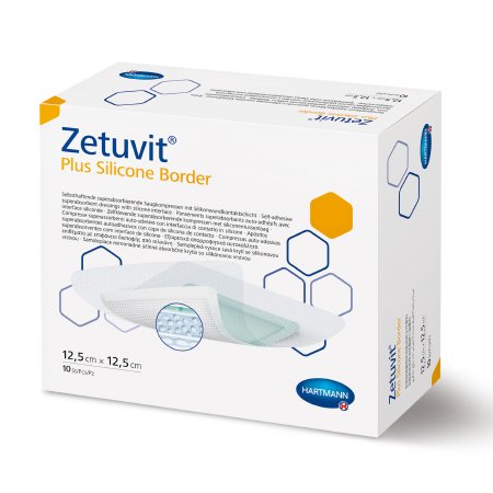 Zetuvit Plus Silicone Border - Super Absorbent Dressing 4 X 4 Inch Silicone / Cellulose / Super Absorbent Polymer Square Sterile - Hartmann - 413119
