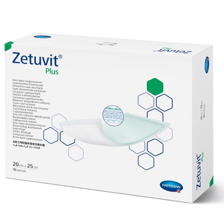 Zetuvit Plus Silicone Non-Bordered - Super Absorbent Dressing 8 X 10 Inch Silicone / Cellulose / Super Absorbent Polymer Rectangle Sterile - Hartmann - 413118