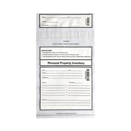Rd Plastics Company - Patient Belongings Bag 9 X 12 Inch Plastic Adhesive Closure Clear - G203