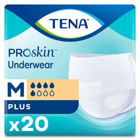 TENA ProSkin Plus - Unisex Adult Absorbent Underwear Pull On with Tear Away Seams Medium Disposable Moderate Absorbency - 72632