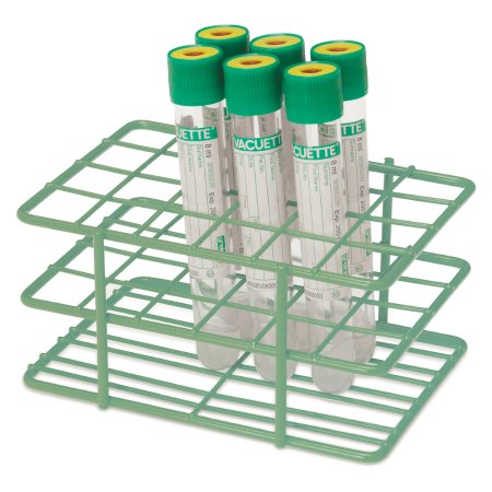 Market Lab - Half Size Wire Rack Test Tube Rack 24 Place 10 mL Tube Size Green - 2598