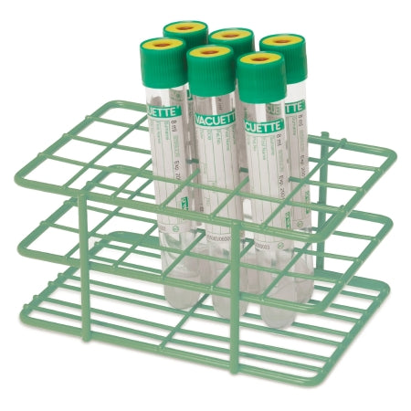 Market Lab - Half Size Wire Rack Test Tube Rack 24 Place 10 mL Tube Size Green - 2598