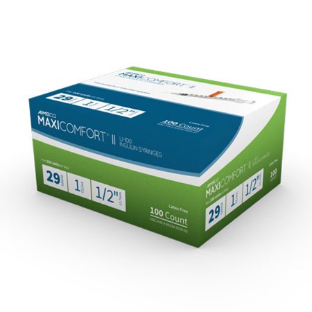 AIMSCO - Insulin Syringe with Needle 1 mL 29 Gauge 1/2 Inch Ultra Thin Wall NonSafety - 529