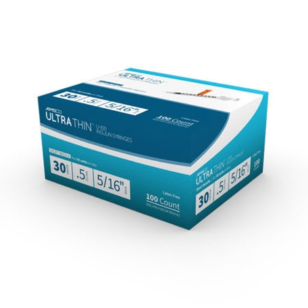 AIMSCO - Insulin Syringe with Needle 0.5 mL 30 Gauge 5/16 Inch Ultra Thin Wall NonSafety - 618