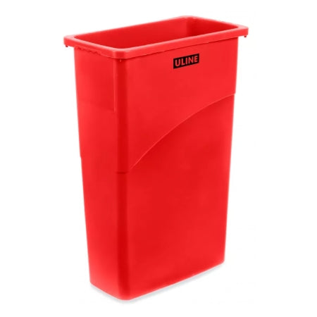 ULINE - Trash Can 23 gal. Rectangular Red Plastic Open Top - H-5148R