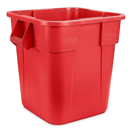 Rubbermaid Square Brute - Trash Can 28 gal. Square Red Plastic Open Top - H-3492R