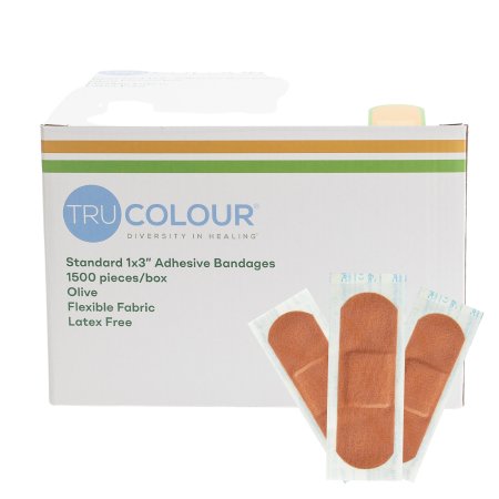 Tru-Colour - Adhesive Strip 1 X 3 Inch Fabric Rectangle Olive Sterile - TCB-GB1500