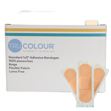 Tru-Colour - Adhesive Strip 1 X 3 Inch Fabric Rectangle Beige Sterile - Tru-Colour Products - TCB-AB1500