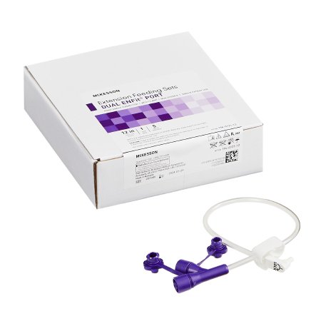 McKesson - Enteral Feeding Extension Set 12 Inch, Enfit, Y-Port, Right Angle Connector and Clamp, NonSterile - 194-0121-12