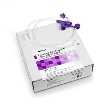 McKesson - Enteral Feeding Extension Set 24 Inch, Enfit, Y-Port, Right Angle Connector and Clamp, NonSterile - 194-0121-24