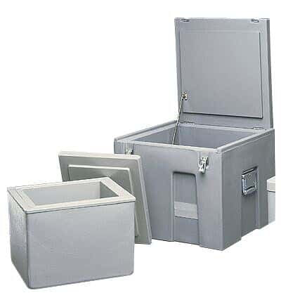 Thermosafe - Dry Ice Storage / Transport Chest ThermoSafe 16-1/2 X 16-7/8 X 17-3/8 Inside Dimensions Gray Polyurethane Insulation 150 lbs. Ice Capacity - Cole-Parmer Inst. - 03721-00